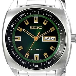 Seiko Men's SNKM9 Analog Green Dial Automatic Silver Stainless Steel Watch